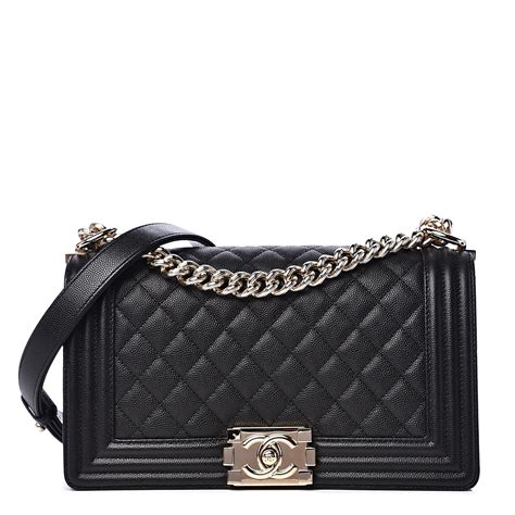 chanel caviar quilted new medium boy flap so black|CHANEL Caviar Quilted New Medium Boy Flap So Black.